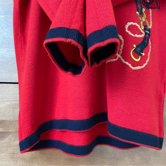 Vintage Men’s Polo Sweater Tartan Plaid Collar Merino Wool Equestrian Dog Preppy - Picture 9 of 14